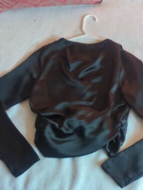 Zara Black Satin Long Sleeve Top
